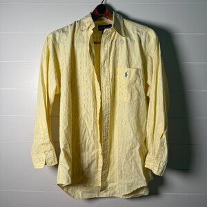 Ralph Lauren Yellow with Blue & White Stripe Yarmouth Sz 16 1/2 32/33